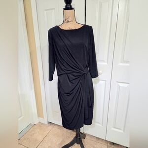 Premise Dresses Elegant Black Draped Women's Dress Size L